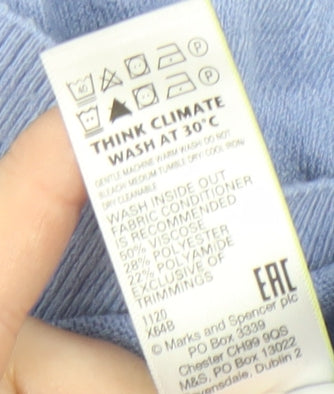 Marks and Spencer Women's Blue V-Neck Pullover Jumper