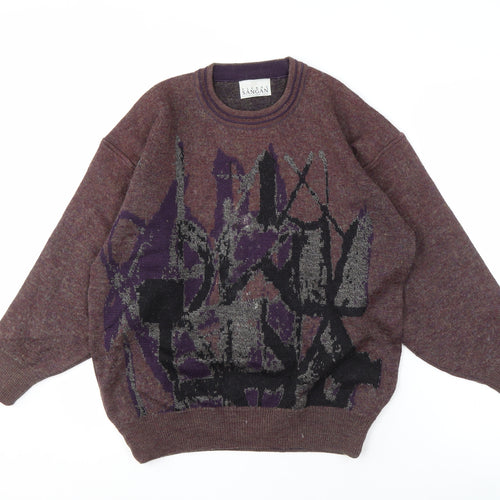 Pierre Sangan Men's M Multicoloured Geometric Pullover Jumper