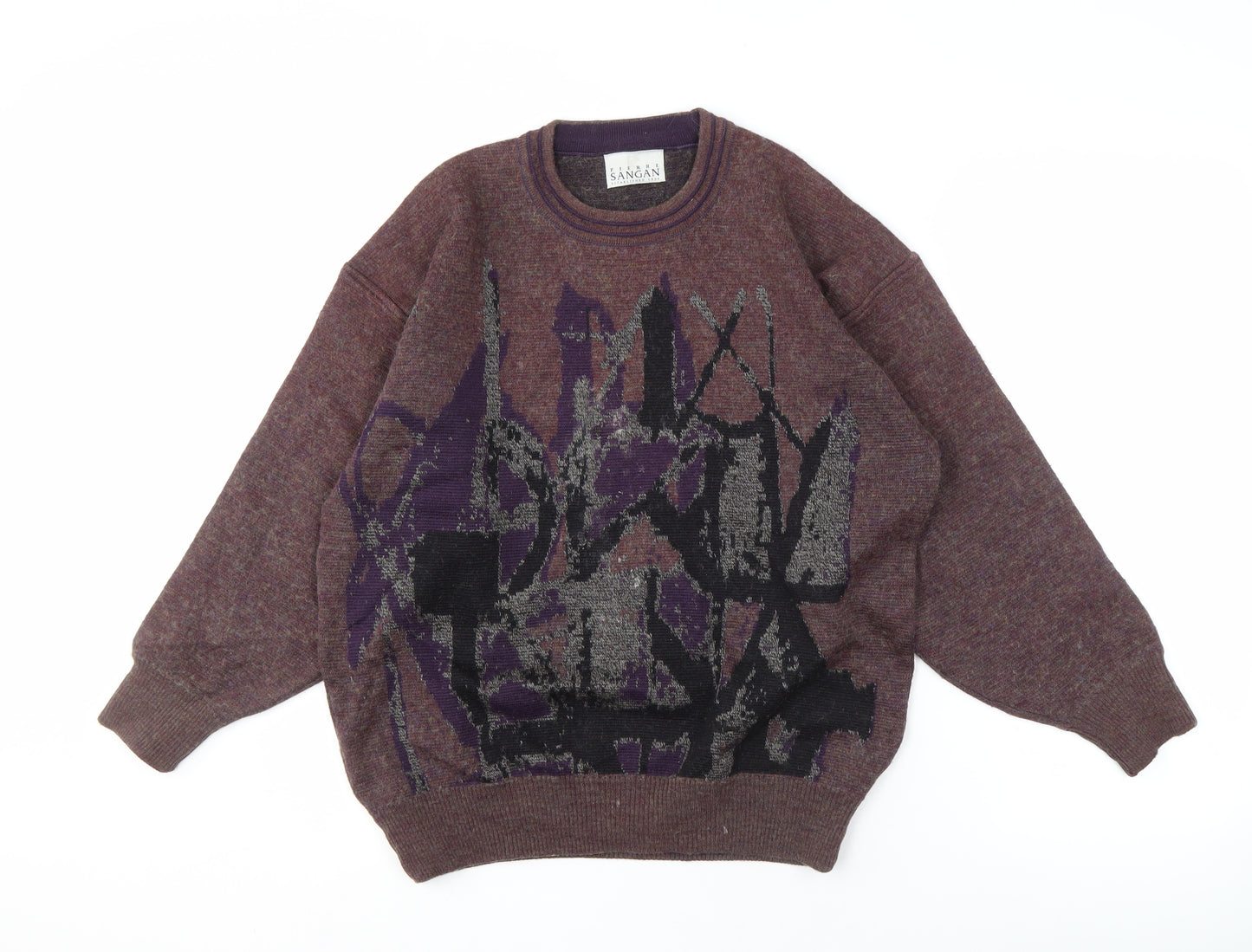 Pierre Sangan Men's M Multicoloured Geometric Pullover Jumper