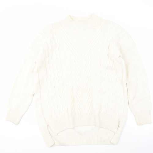 Next Ivory High Neck Cable-Knit Pullover Jumper - Size 18