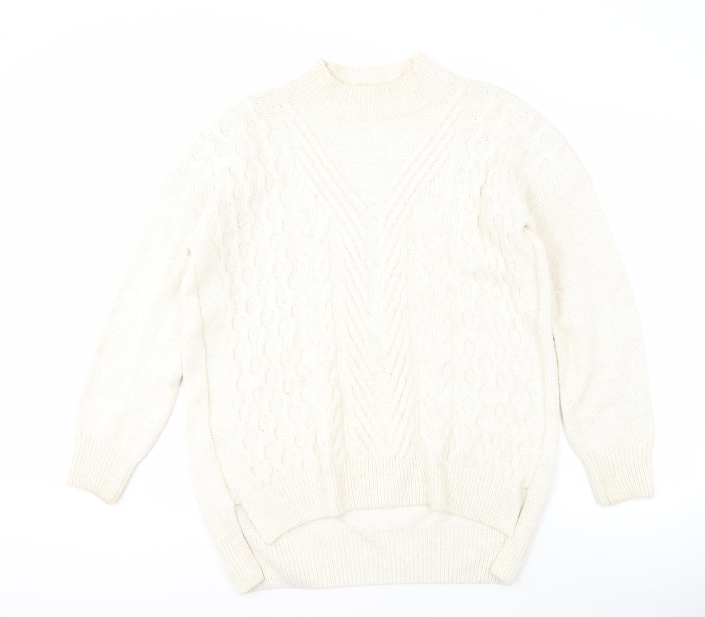 Next Ivory High Neck Cable-Knit Pullover Jumper - Size 18