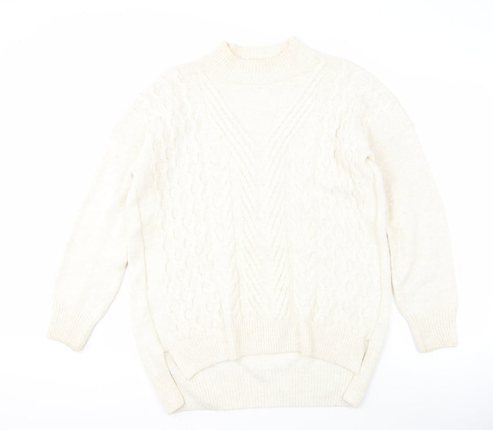 Next Ivory High Neck Cable-Knit Pullover Jumper - Size 18