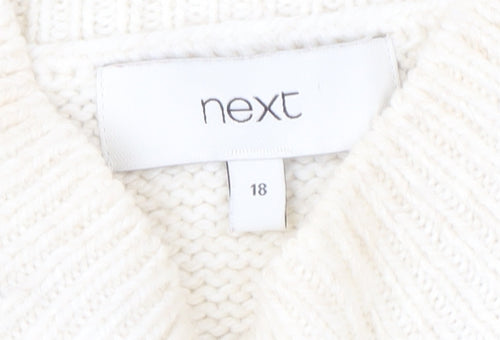 Next Ivory High Neck Cable-Knit Pullover Jumper - Size 18