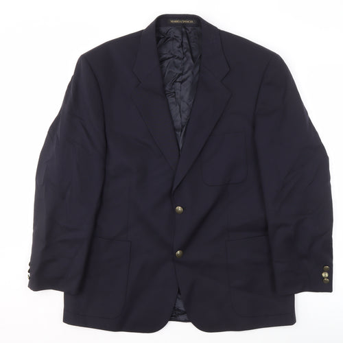 Marks and Spencer Men's Blue Wool Blazer 40S