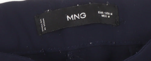 MNG Women's Blue Straight Trousers, Size M, Classic Fit