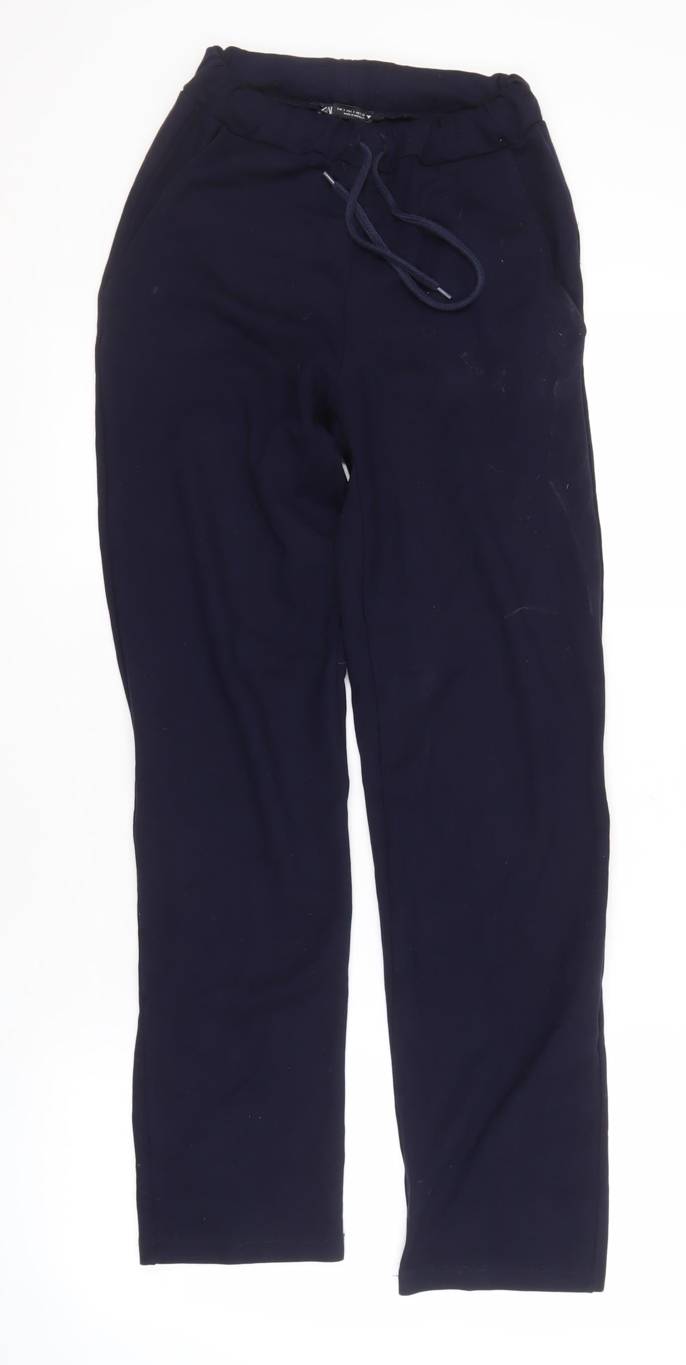 Zara Women's Blue Jogger Trousers - Size 8