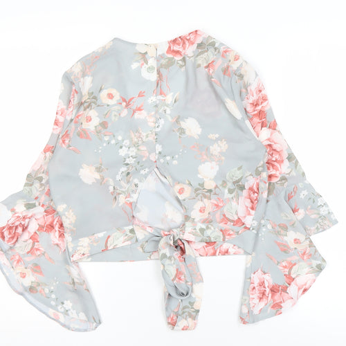 River Island Women's Floral Wrap Blouse, Size 12, Multicoloured