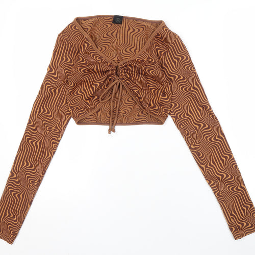 Urban Outfitters Women's Brown Geometric Crop Blouse