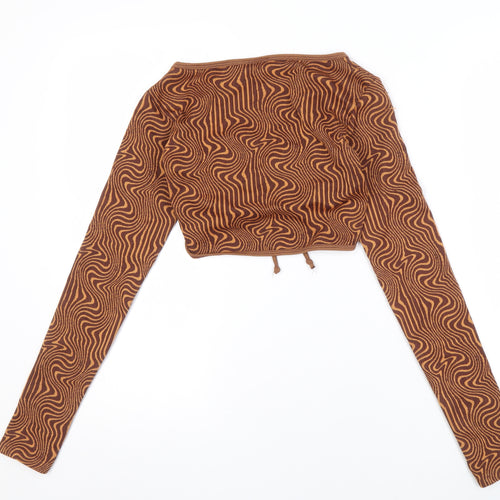 Urban Outfitters Women's Brown Geometric Crop Blouse