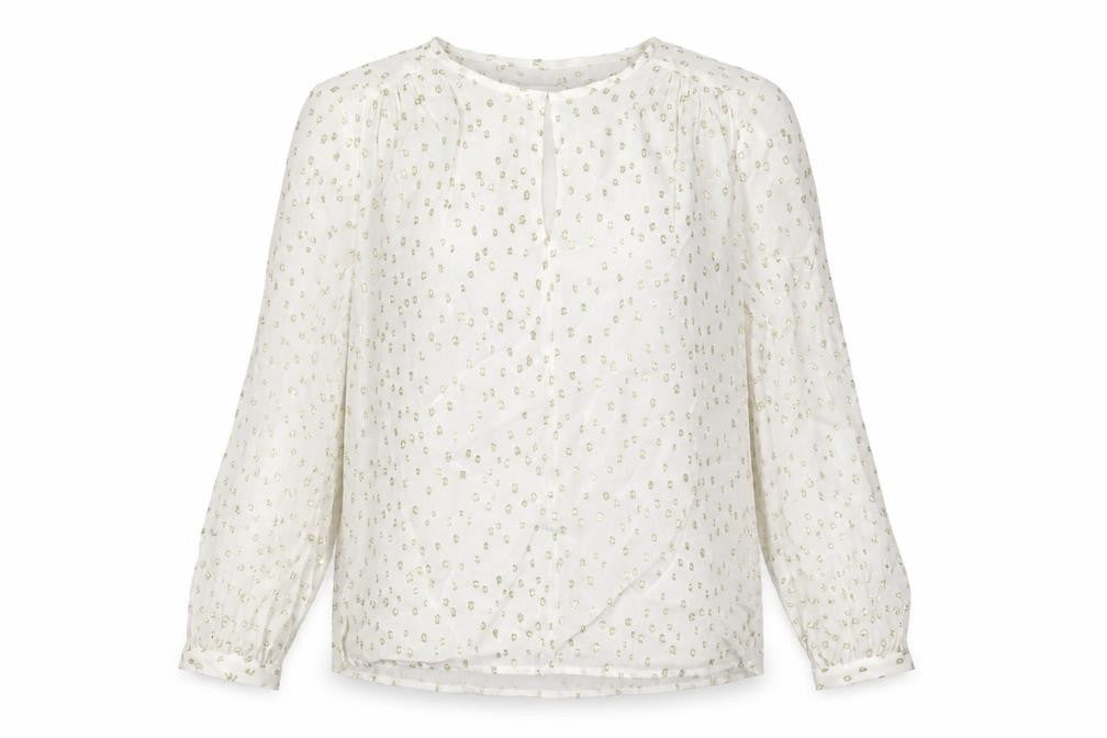 Front view of Whistles Women's Ivory Blouse UK 10 Metallic Long Sleeve