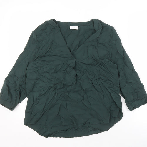 VILA Women's Green Viscose Blouse, Size 8, 3/4 Sleeve