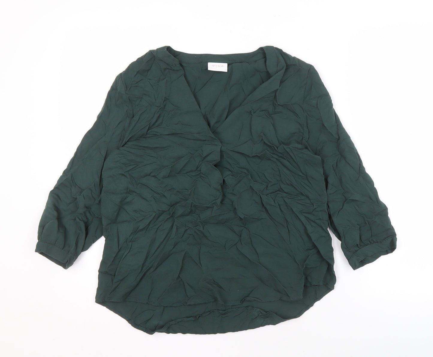 VILA Women's Green Viscose Blouse, Size 8, 3/4 Sleeve