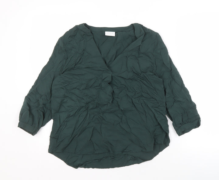 VILA Women's Green Viscose Blouse, Size 8, 3/4 Sleeve