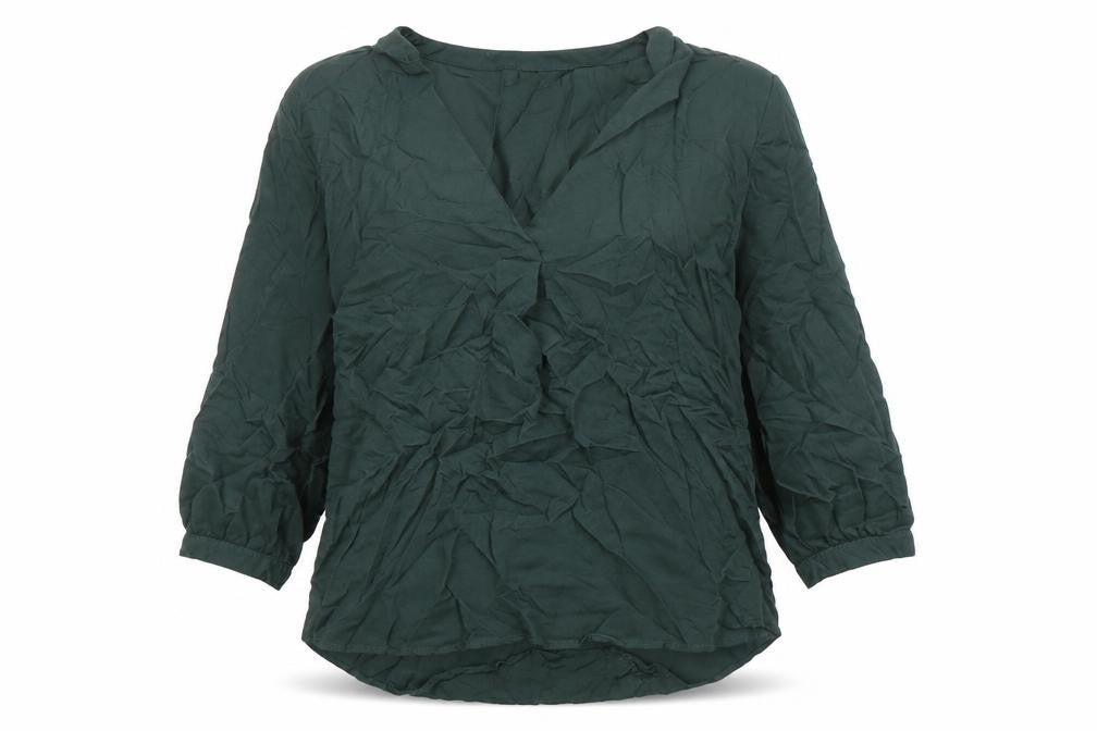 Front view of VILA Women's Green Viscose Blouse, size 8, 3/4 Sleeve