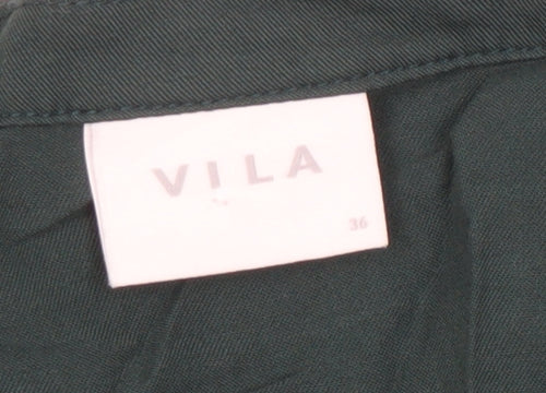 VILA Women's Green Viscose Blouse, Size 8, 3/4 Sleeve