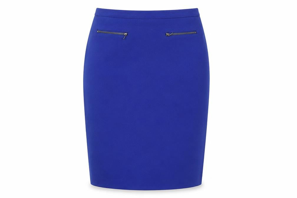 Front view of Marks & Spencer Women's Blue Pencil Skirt, size 10