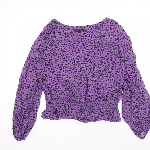 Marks and Spencer Women's Purple Animal Print Blouse, Size 14