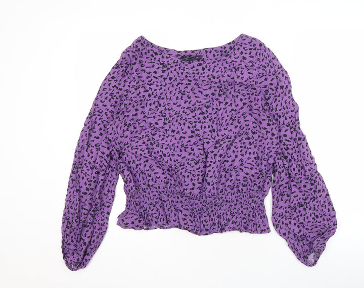 Marks and Spencer Women's Purple Animal Print Blouse, Size 14