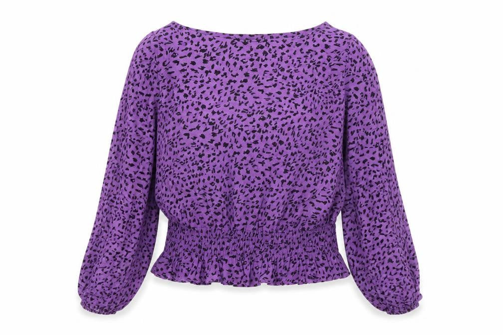 Marks and Spencer Women's Purple Animal Print Blouse, Size 14