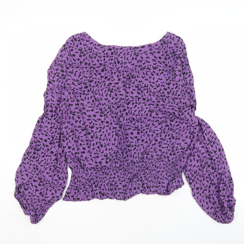 Marks and Spencer Women's Purple Animal Print Blouse, Size 14