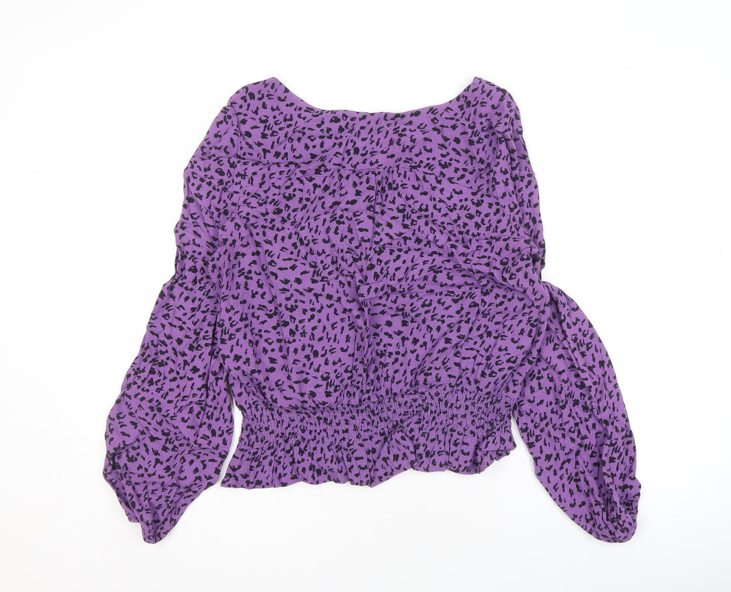 Marks and Spencer Women's Purple Animal Print Blouse, Size 14