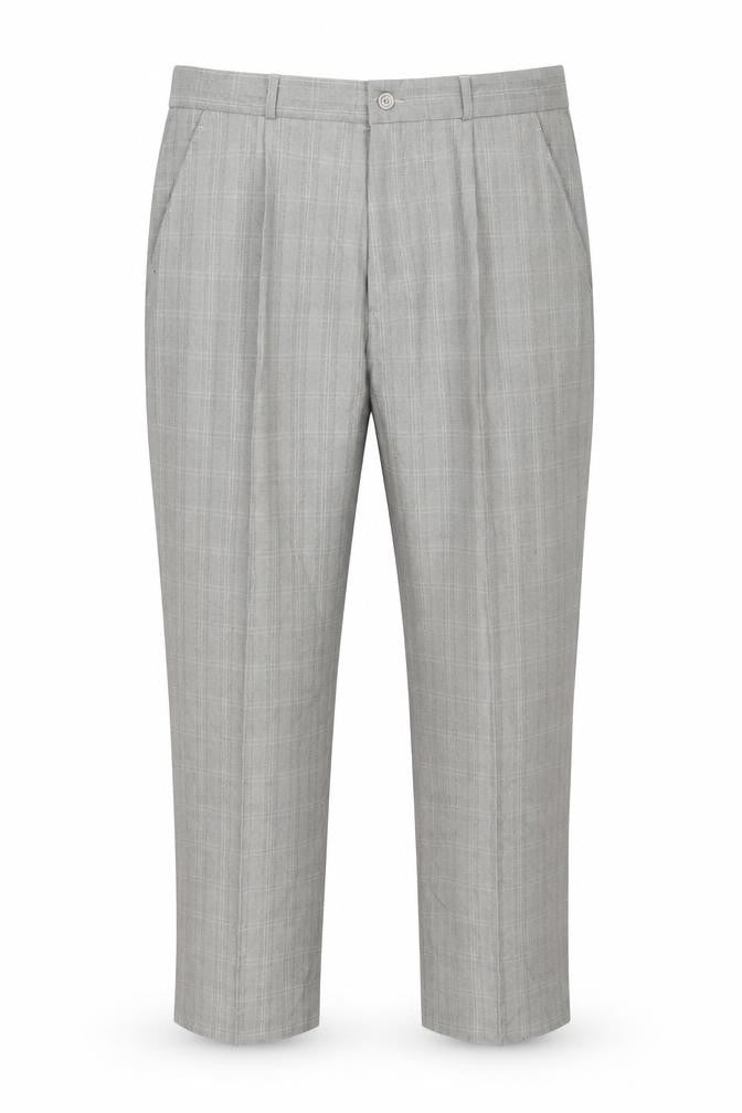 Front view of Cotton Traders Men's Grey Check Trousers 34