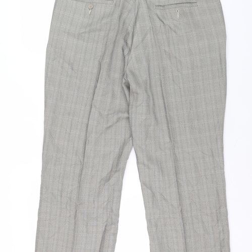 Cotton Traders Men's Grey Check Trousers 34