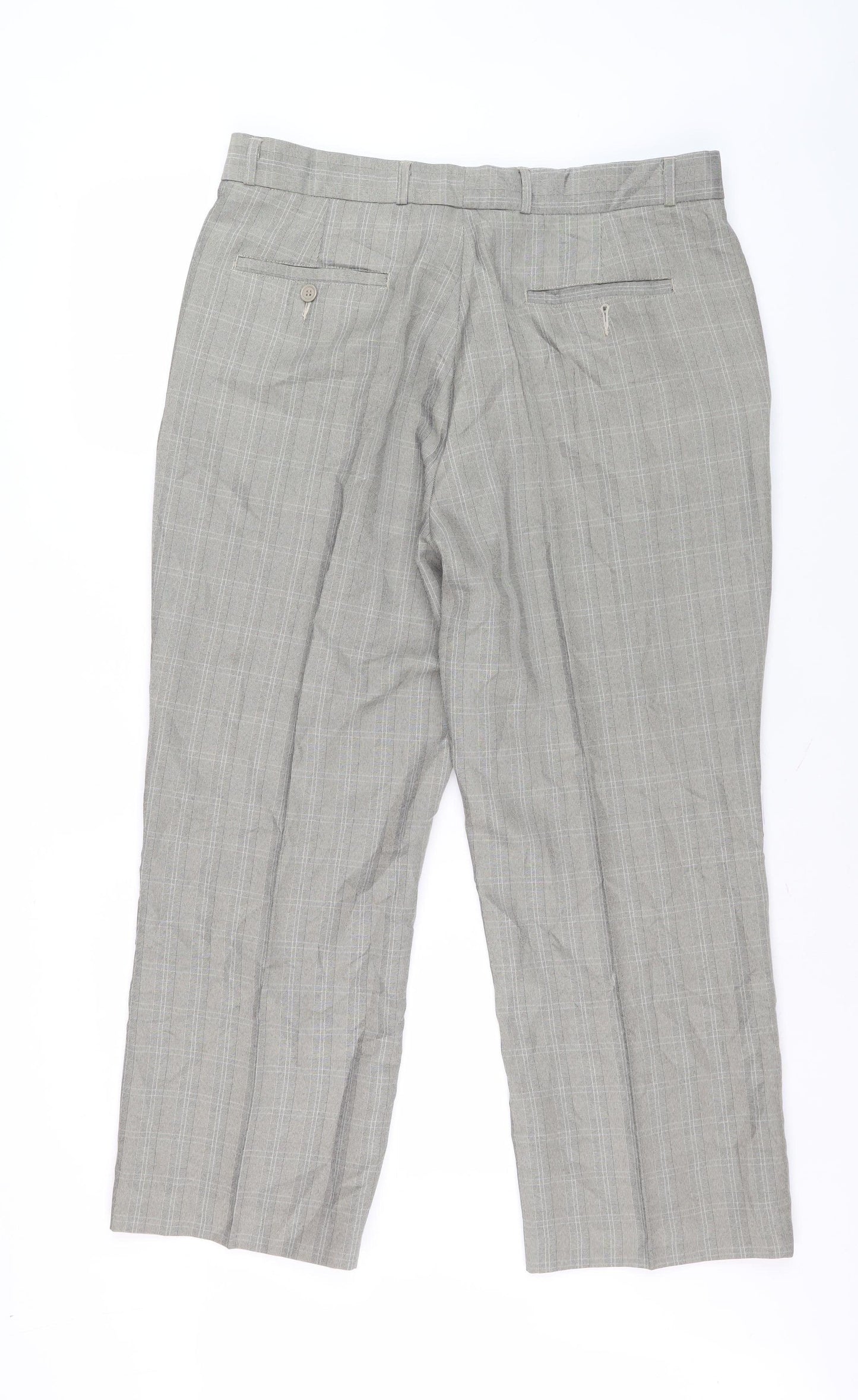Cotton Traders Men's Grey Check Trousers 34