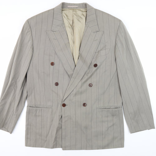 Hugo Boss Men's Grey Wool Blazer, Striped, Medium