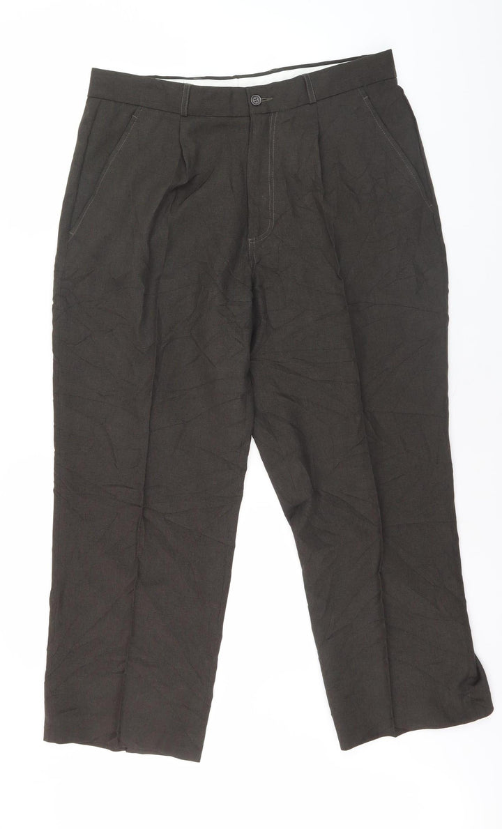 Cotton Traders Men's Black Trousers, Size 34, Regular Fit