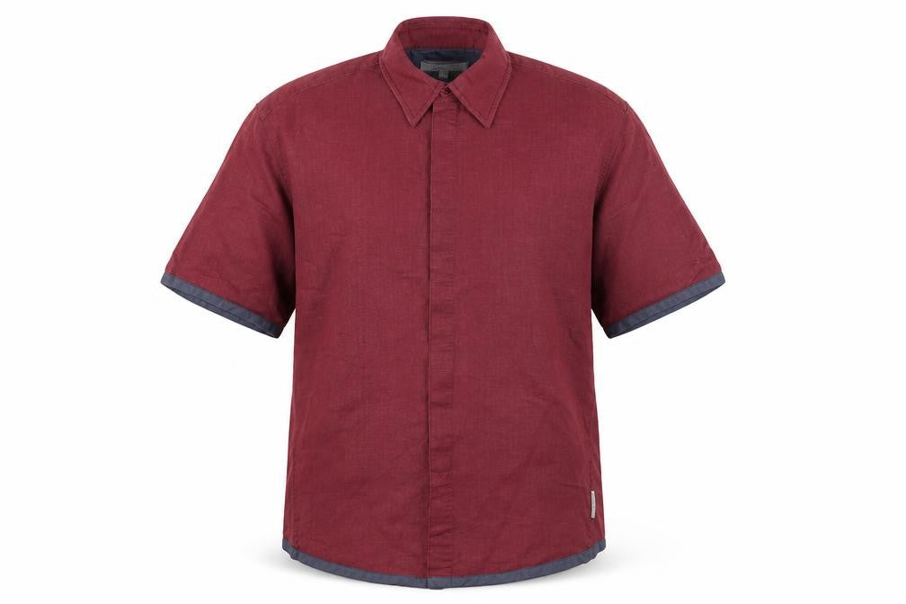 Front view of Urban Stone Men's Red Short Sleeve Shirt