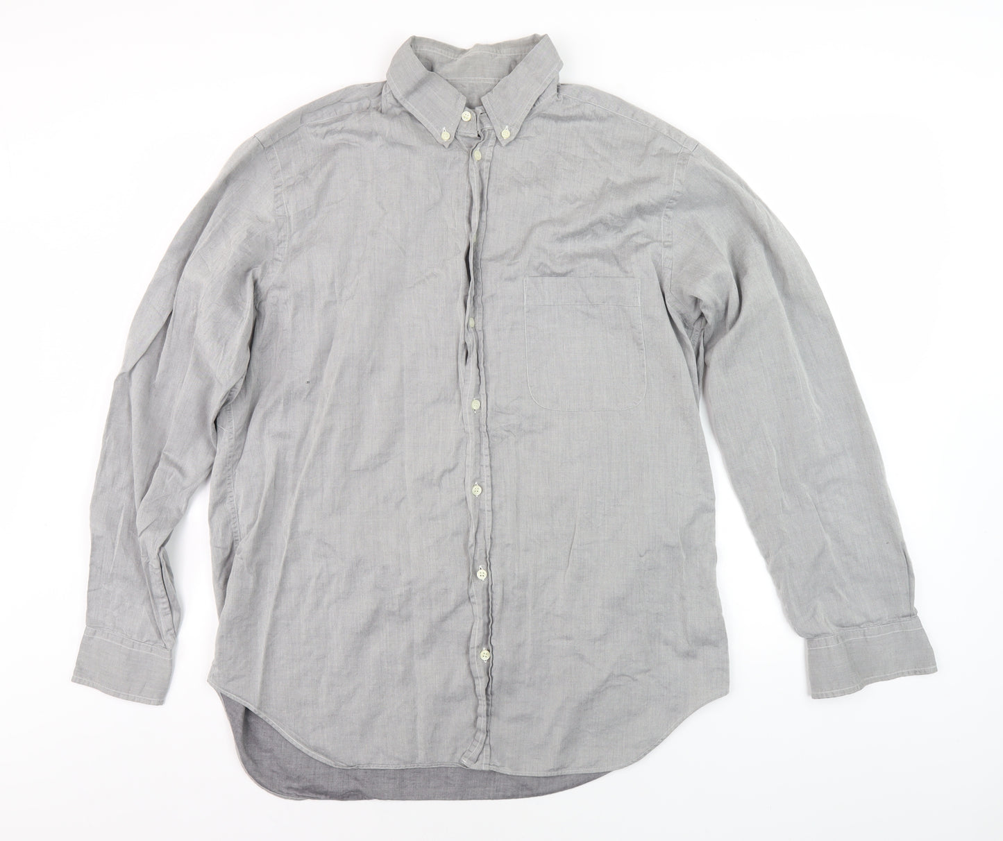 Giorgio Armani Men's Grey Long Sleeve Shirt, Size 16