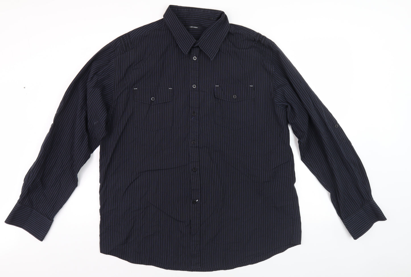 Voyager Men's Black XL Striped Button-Up Shirt