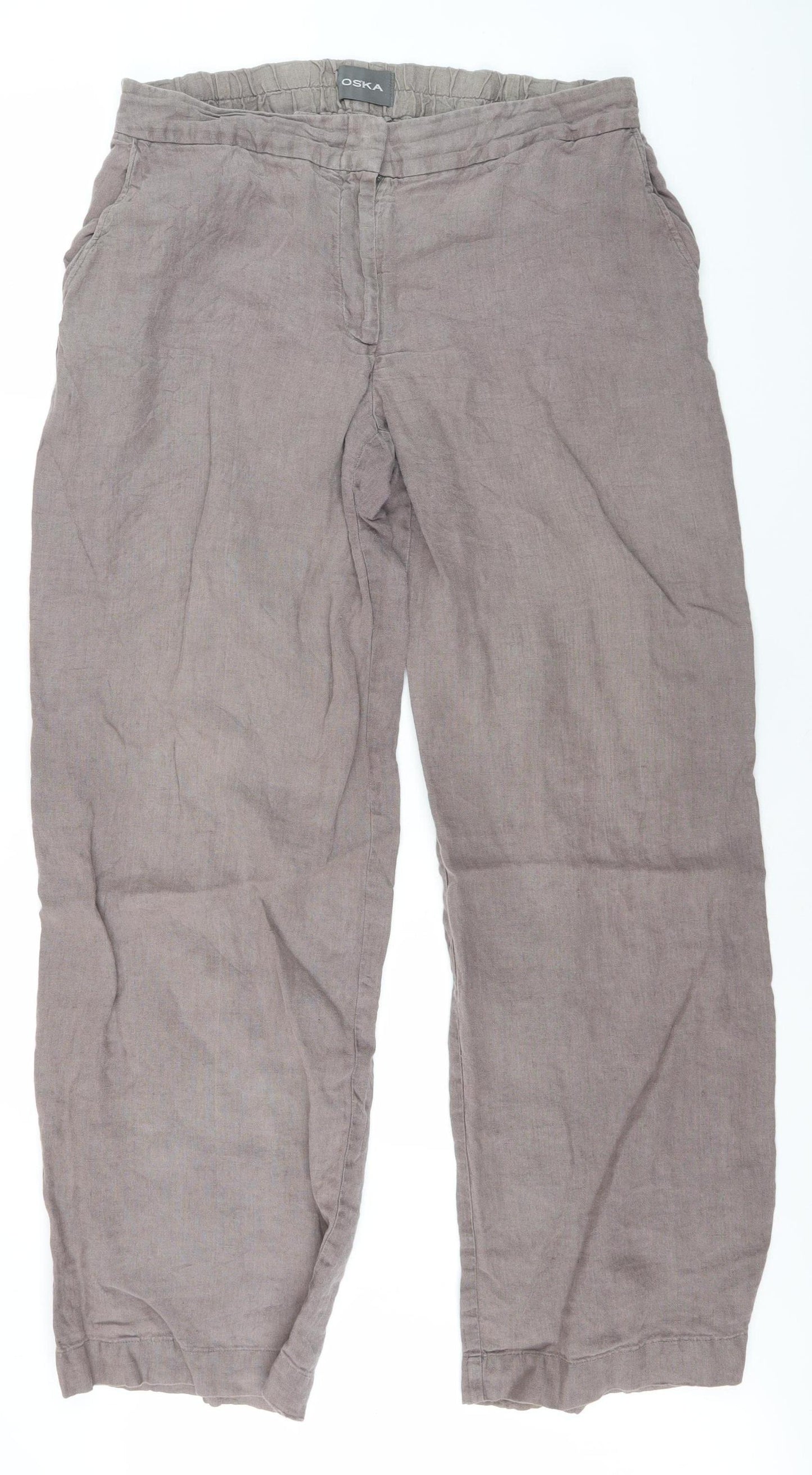 OSKA Women's Trousers, Size 16, Relaxed Fit, Linen