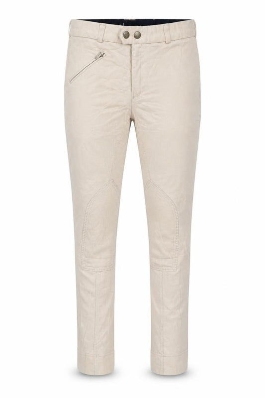 Front view of Saddlecraft Jiggy Jods girls’ beige riding trousers 2xs