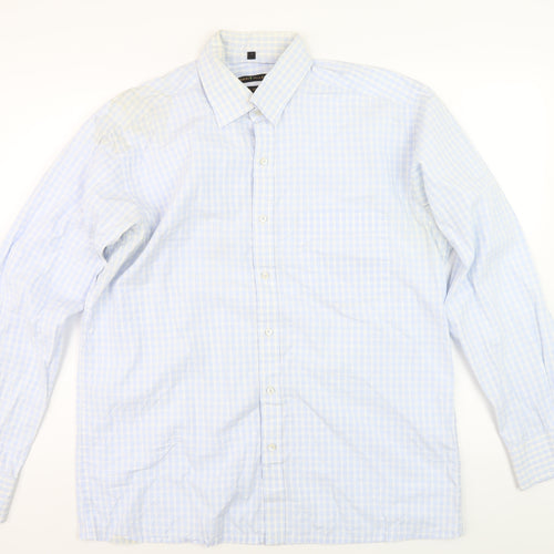 Perri Alley Men's Blue 16.5 Checkered Shirt