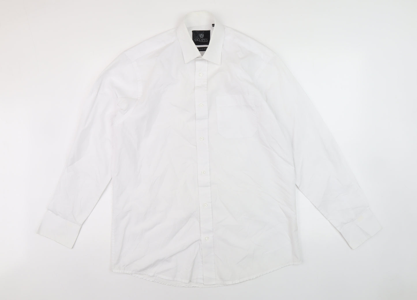 Skopes Men's White Regular Fit Long Sleeve Shirt