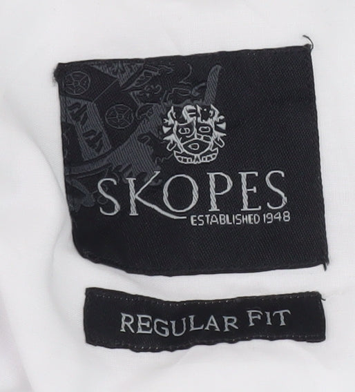 Skopes Men's White Regular Fit Long Sleeve Shirt