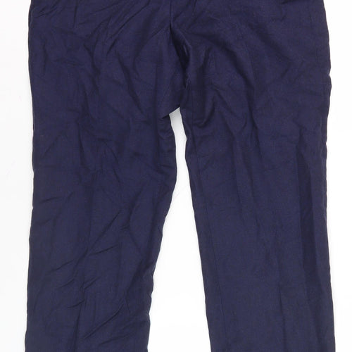 Jaeger Men's Blue Wool Blend Regular Trousers