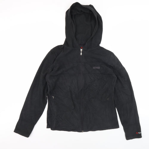Polartec Women's Black Hooded Fleece Jacket Size 12