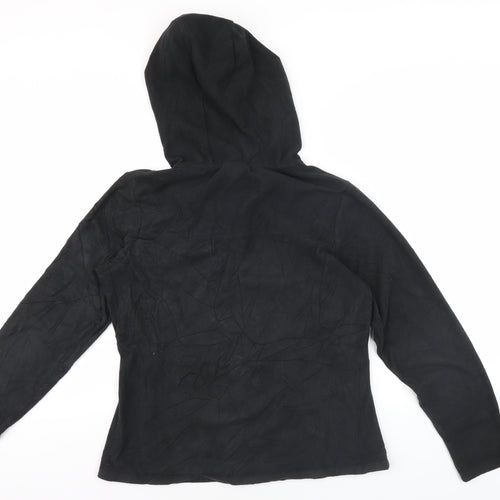 Polartec Women's Black Hooded Fleece Jacket Size 12