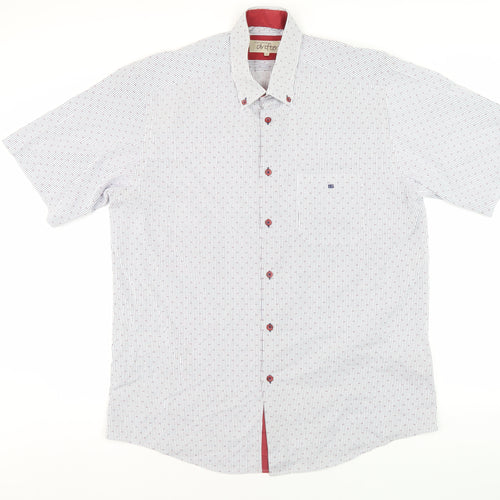 Daniel Grahame Men's White Striped Button-Up Shirt L