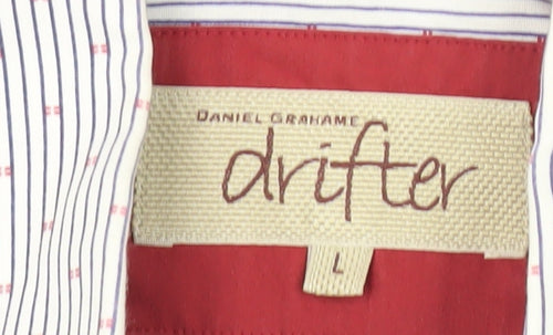 Daniel Grahame Men's White Striped Button-Up Shirt L