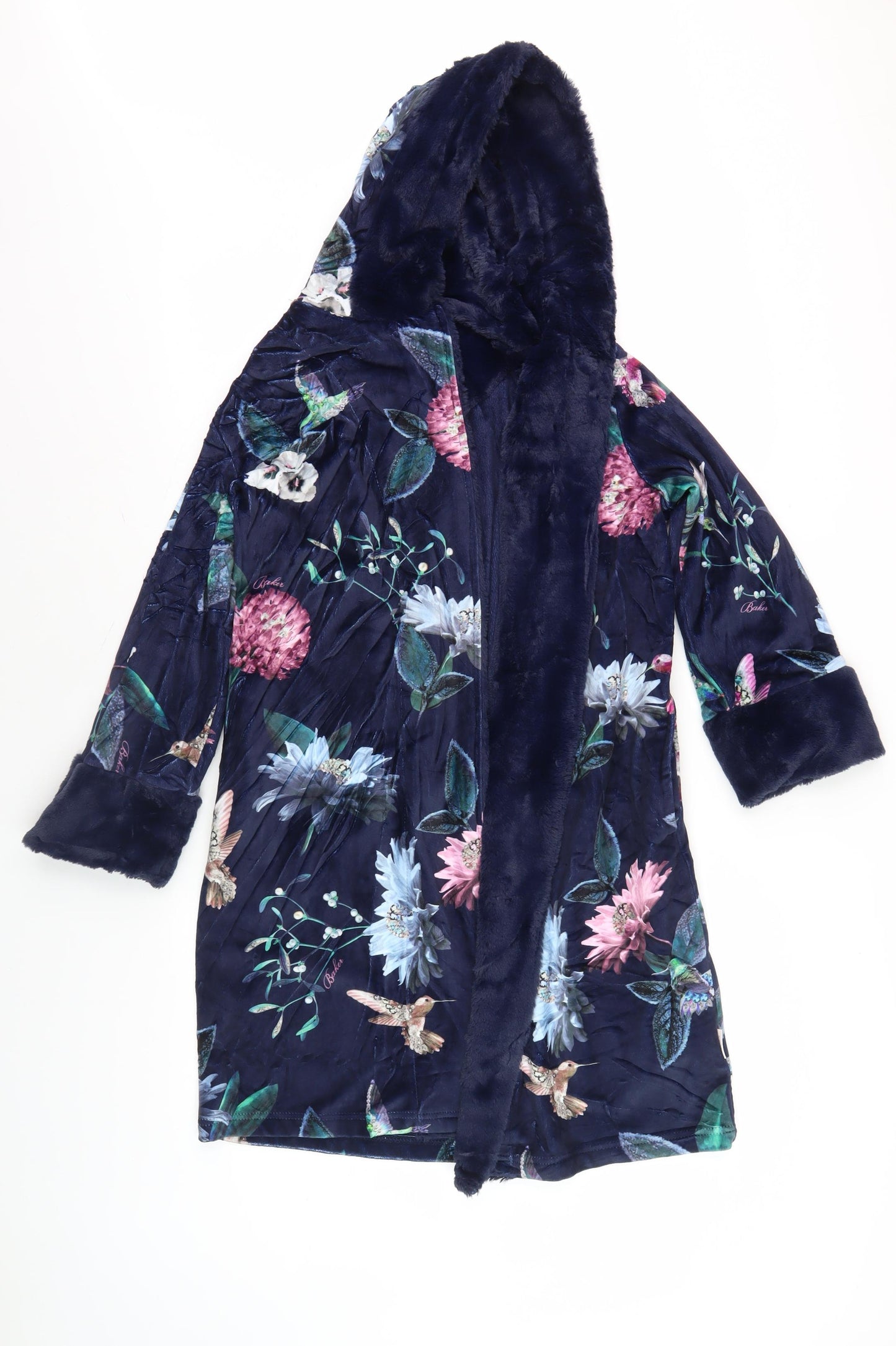 Ted Baker Girls Multicoloured Floral Robe Age 9-10 Hooded