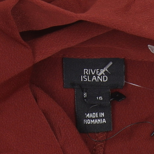 River Island Women's Red Long Sleeve Dress Size 16