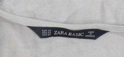 Zara Basic Women’s Beige Short Sleeve V-Neck Dress