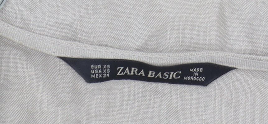 Zara Basic Women’s Beige Short Sleeve V-Neck Dress