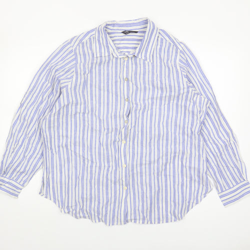 Marks and Spencer Women's Multicoloured Striped Button-Up Shirt