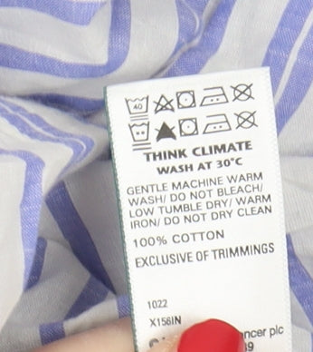 Marks and Spencer Women's Multicoloured Striped Button-Up Shirt