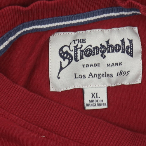 The Stronghold Men's Red XL Cotton Short Sleeve T-Shirt